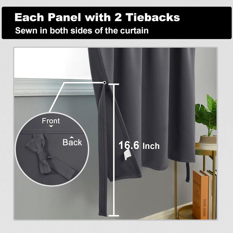 DWCN Dark Grey Blackout Curtains for Living Room, Short Curtains for Bedroom, Thermal Curtains for Summer, 36 Inch Tier Curtains for Cafe, Kitchen, Basement - 30 by 36 Inch, Dark Grey, 1 Pair - Image 5